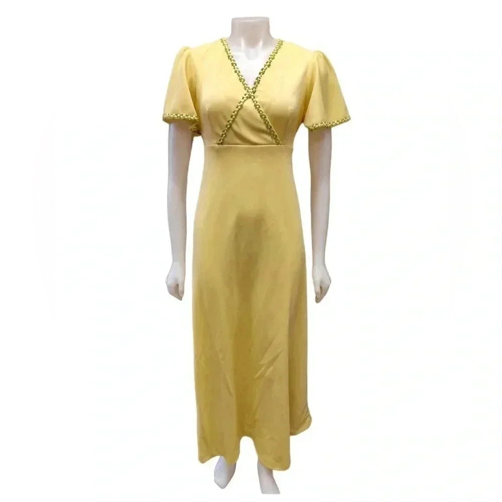 Jolies Junior Yellow & Green Vintage  Maxi Dress Size 13